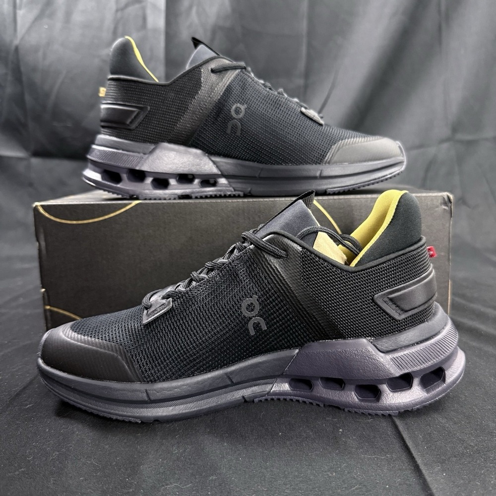 ON Cloudnova Flux Suma Womens Size 5.5‎ Black Iron Gold Athletic Running Shoes - Picture 2 of 10